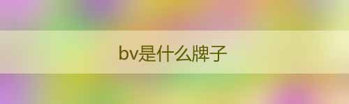 bv是什么牌子_bv品牌是什么檔次