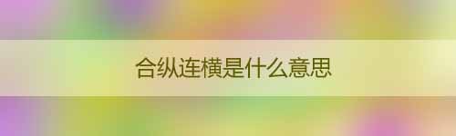 合縱連橫是什么意思